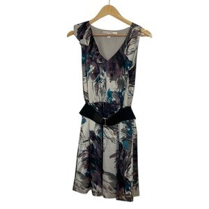 Lauren Conrad Belted Satin Print Fit n Flare Dress, 8